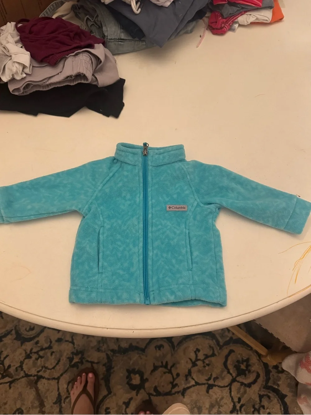 Baby Columbia Teal Zip Fleece Jacket Size 6-12 Months Worn Once